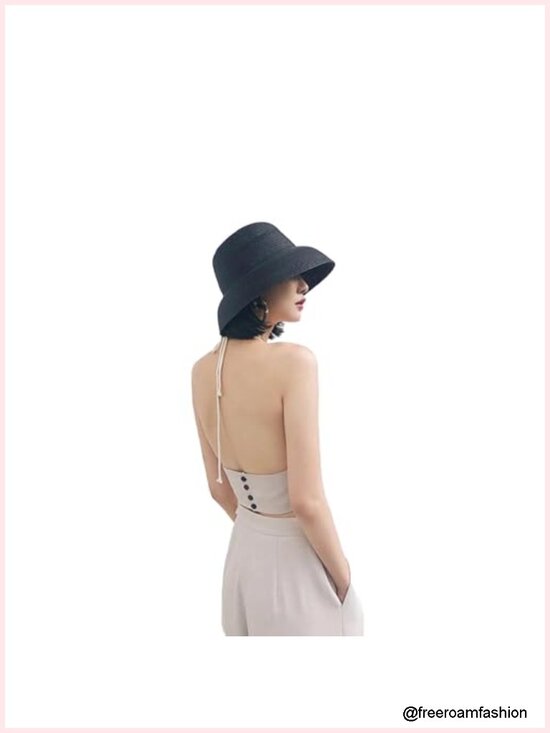 Wide Brim Straw Sun Hat UPF 50 Foldable Travel Beach Hat Adjustable main image 5
